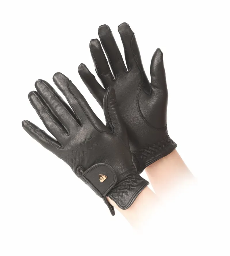 Aubrion Leather Riding Gloves in Black