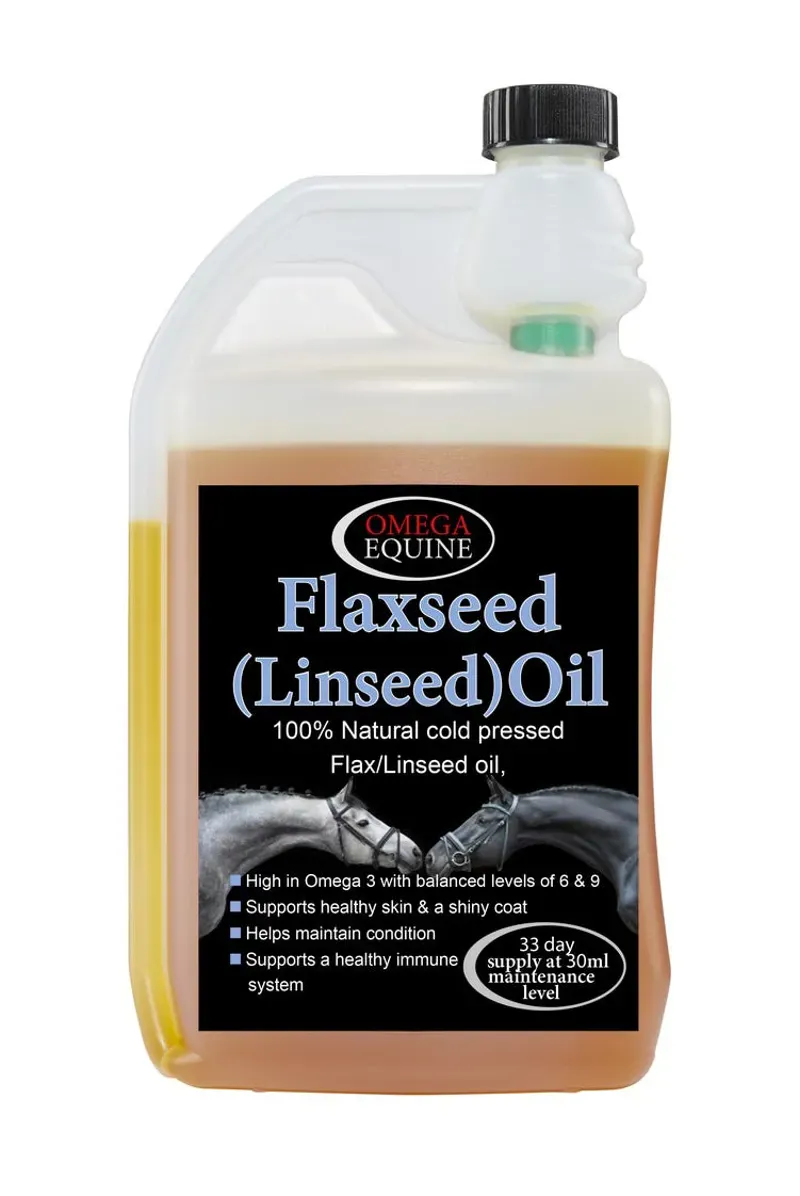 Omega Equine Linseed Oil in Black