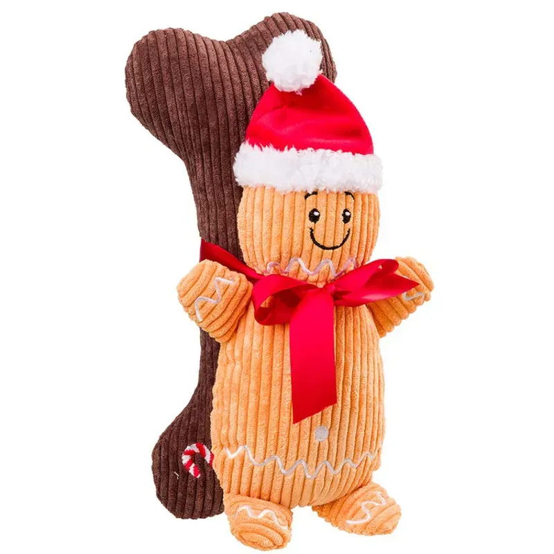 House Of Paws Plush Dog Toy in Gingerbread Dog Bone