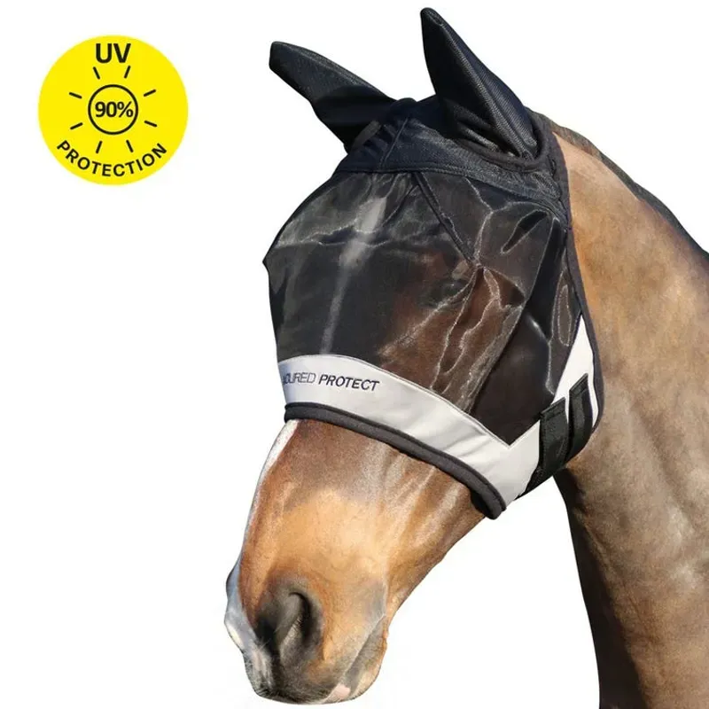Hy Equestrian Armoured Protect Half Mask With Ears in Black
