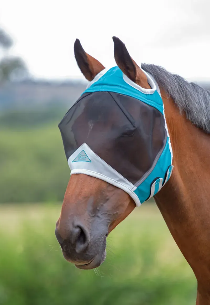 FlyGuard Pro Fine Mesh Fly Mask With Ear Hole TEAL
