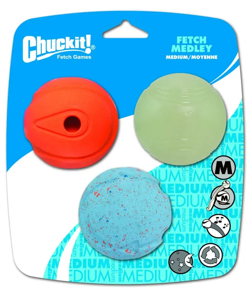 Chuckit Fetch Medley Medium Balls - 3-pack