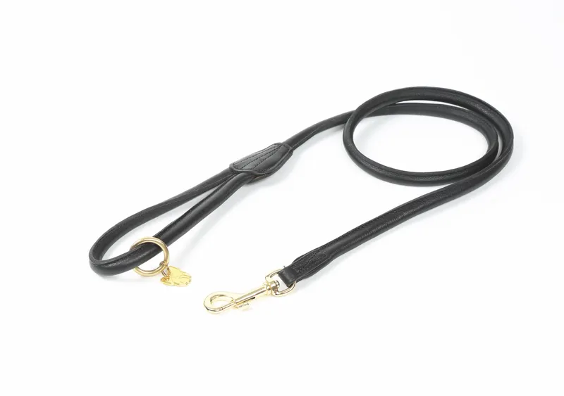 Digby and Fox Rolled Leather Dog Lead in Black