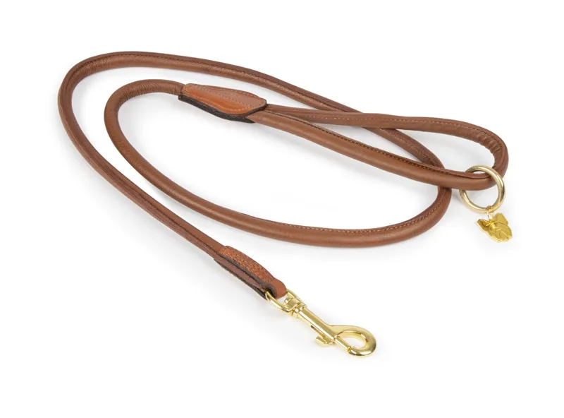 Digby and Fox Rolled Leather Dog Lead in Tan