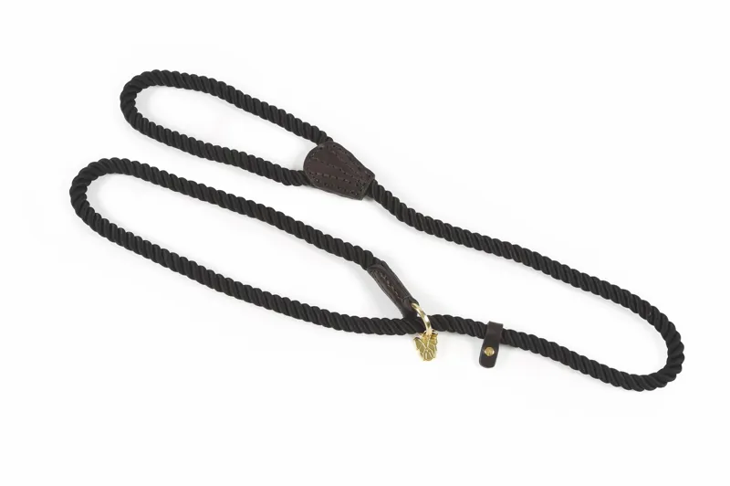 Digby and Fox Rope Slip Dog Lead in Black