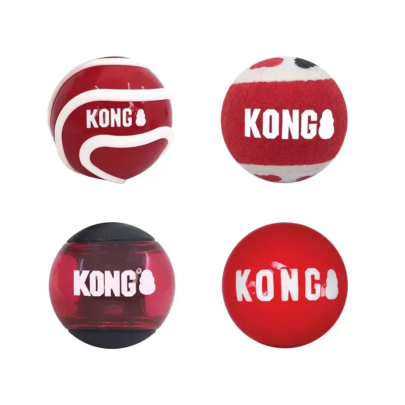 Kong Medium 4 Pack Signature Balls in Assorted