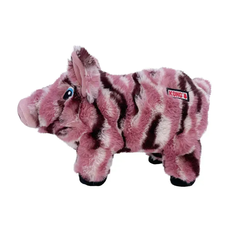 KONG Medium Low Stuff Stripes Pig in Pink