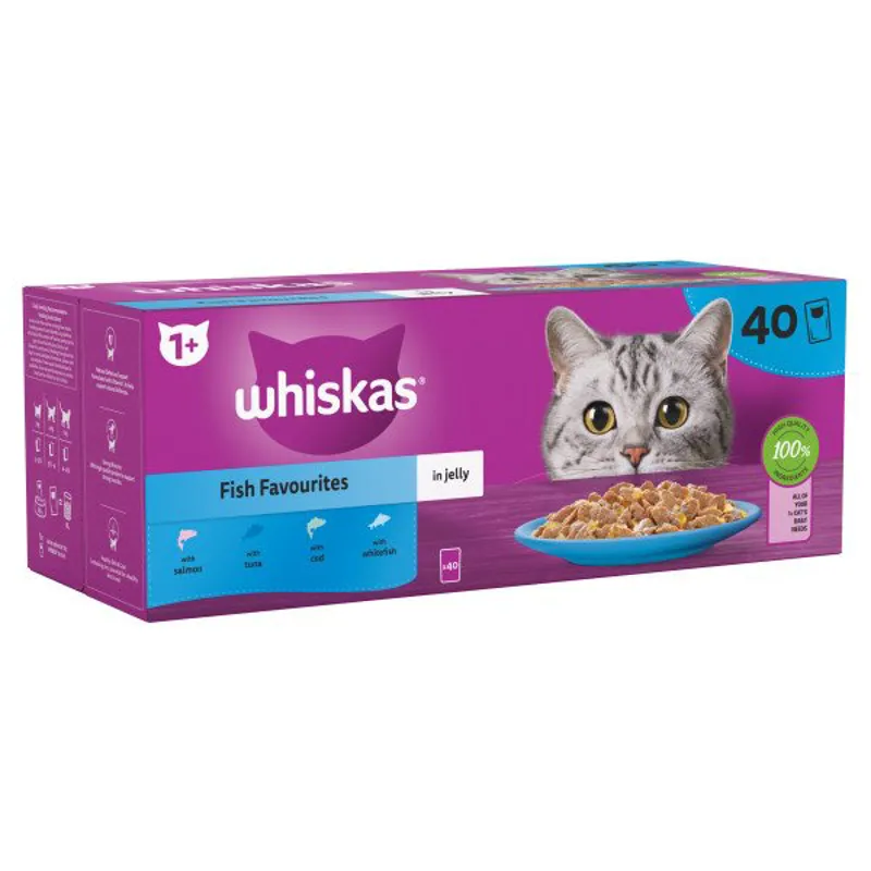 Whiskas 1+ Fish Favorites in Jelly - 40 pouches