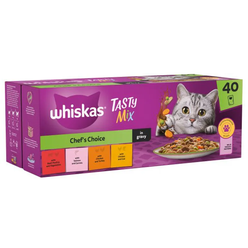 Whiskas 1+ Tasty Mix Chef's Choice in Gravy - 40 pouches