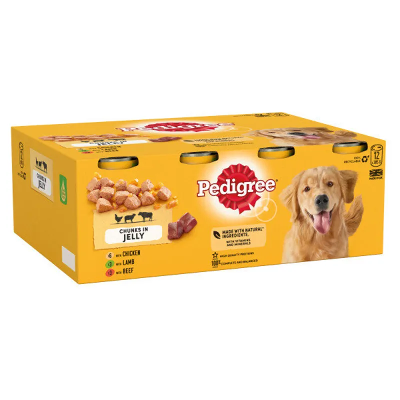 Pedigree Tins Mixed Chunks In Jelly 12x385g