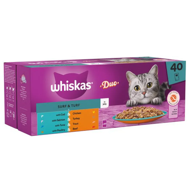 Whiskas 1+ Duo Surf and Turf in Jelly - 40 pouches
