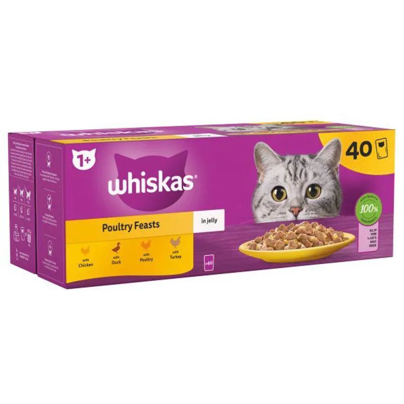 Whiskas 1+ Poultry Feast in Jelly - 40 pouches