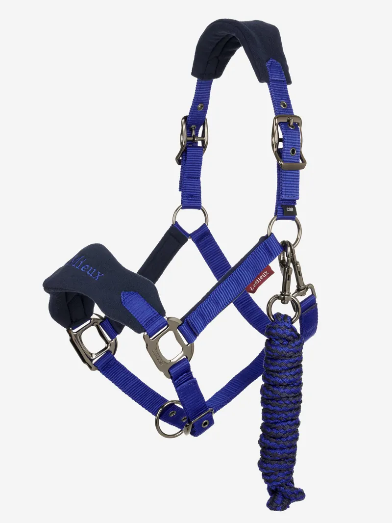 LeMieux Vogue Fleece Headcollar and Rope Navy/Royal Blue - Full